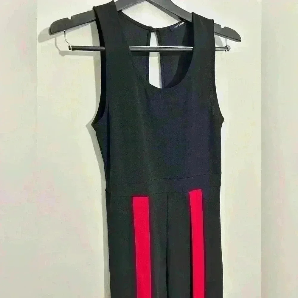Fashion Nova Jumpsuit Open Leg High Slit Black Feminine Size XS - Picture 9 of 9
